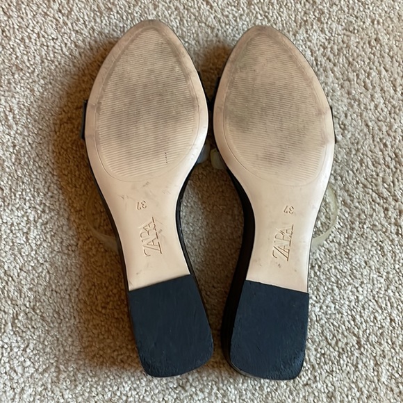 ZARA Embossed Clear Vinyl strap slip on wedge Mule sandals Size 37 (Size 6.5/7) - Picture 4 of 5